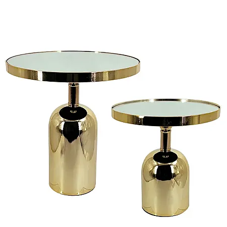 ΕΤΑΖΕΡΑ ΜΕΤΑΛΛΙΚΗ ΧΡΥΣΟ ΣΕΤ/2 ΣΤΡΟΓΓΥΛΗ ΠΟΤΗΡΙ ΑΝΑΠΟΔΟ ΜΕ ΚΑΘΡΕΦΤΗ - S:Φ25x26cm, L:Φ30x33cm 4/ΚΙΒ